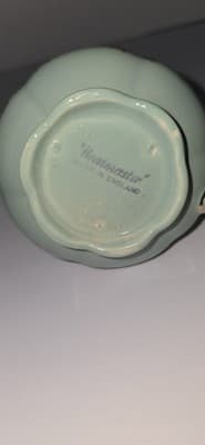 Wadeheath England Floral Green Ceramic Creamer 10 oz Gold Trim MCM 1950s - Thumbnail 4