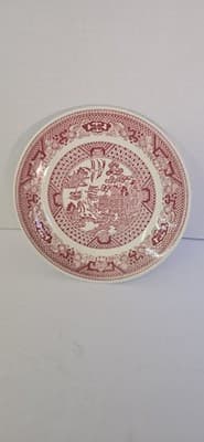 vintage Red Willow (also called Pink Willow) pattern Saucer - Thumbnail 3
