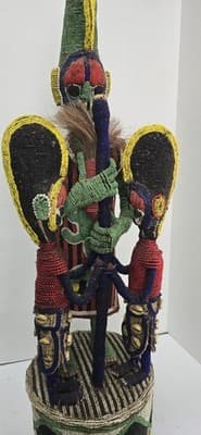 Yoruba beaded ceremonial crown altar headdress - Thumbnail 4