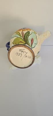vintage Italian majolica sgraffito pottery pitcher - Thumbnail 5