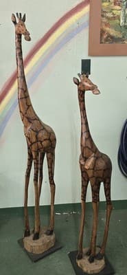 These hand-carved Olivewood Giraffes from Zimbabwe celebrate the Shona folklore - Thumbnail 4