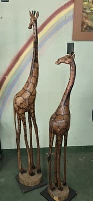 These hand-carved Olivewood Giraffes from Zimbabwe celebrate the Shona folklore - Thumbnail 3