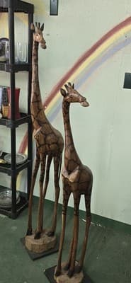 These hand-carved Olivewood Giraffes from Zimbabwe celebrate the Shona folklore - Thumbnail 2