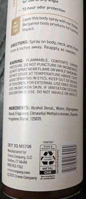 Cremo Italian Bergamot Body Spray 3.5oz 72 Hour Odor Protection NWOB New! - Thumbnail 5