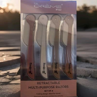 The Creme Shop Retractable Multi Purpose Razors Set of 4 Eyebrow Face New In Box - Thumbnail 2