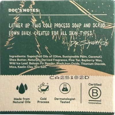 Dr. Squatch Snowy Pine Tar Limited Edition Men's Natural Bar Soap 5 oz- Med Grit - Thumbnail 3