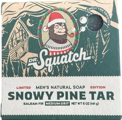 Dr. Squatch Snowy Pine Tar Limited Edition Men's Natural Bar Soap 5 oz- Med Grit - Thumbnail 2