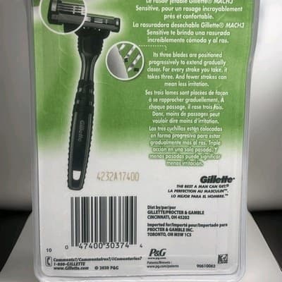 Gillette Mach3 Sensitive Disposable Razors 6 Ct Men’s Triple Blade Razors NIP!! - Thumbnail 4