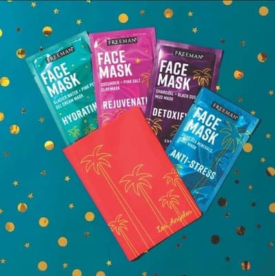 Freeman Passport To Glow Face Mask Set 4 Pack w Bonus Holder Travel Skincare New - Thumbnail 3