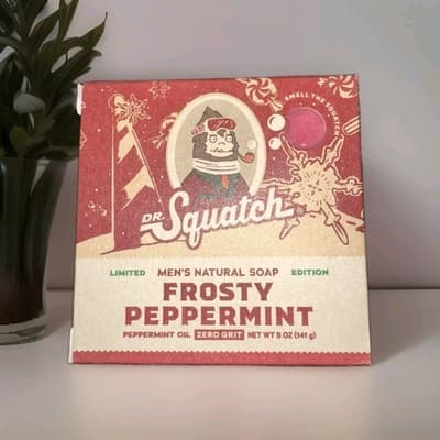 Dr. Squatch Frosty Peppermint Bar Soap Limited Edition Zero Grit, 5oz Natural!! - Thumbnail 2