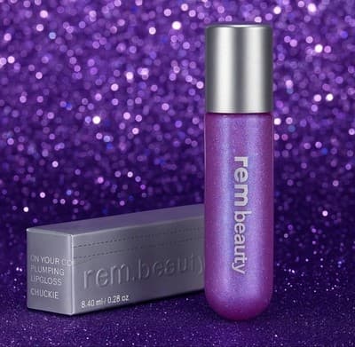 r.e.m. beauty On Your Collar Plumping Lip Gloss Chuckie 0.28oz NIB NEW Purple - Thumbnail 8