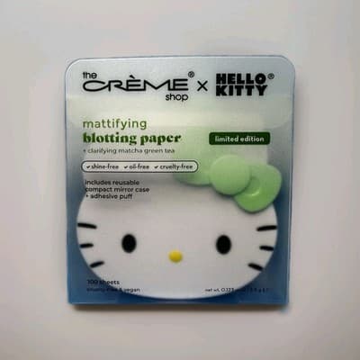 The Crème Shop Hello Kitty Matcha Mattifying Blotting Paper Oil Absorbing NEW!!! - Thumbnail 8