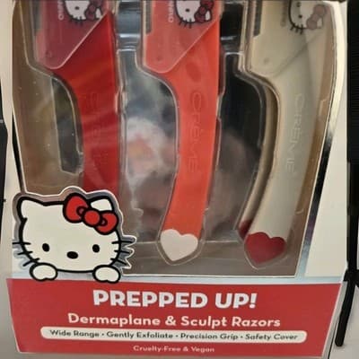 The Crème Shop Hello Kitty Prepped Up Dermaplane Sculpt Razors Red NIB NEW!!! - Thumbnail 8
