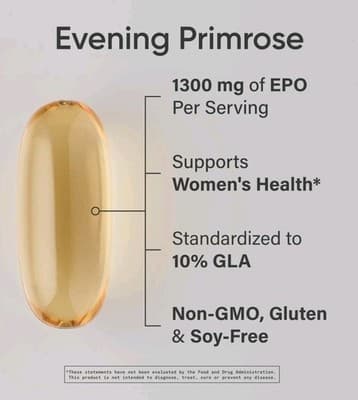 Evening Primrose Supplement from Cold Pressed Oil - Softgels for Women’s Health - Thumbnail 2