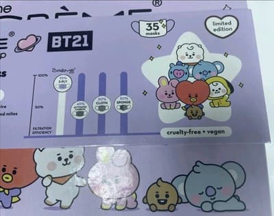 The Crème Shop BT21 3 Ply Protective Face Masks 35 Ct Disposable NIB NEW Unique! - Thumbnail 5