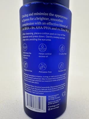 Curology Liquid Pore Exfoliant 2% BHA 8% AHA PHA 1% Zinc 4oz NEW Fragrance Free! - Thumbnail 5