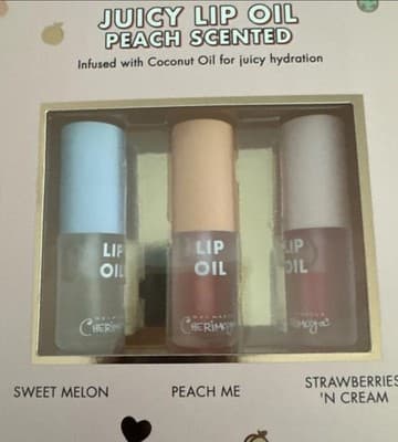 Cherimoya Juicy Lip Oil 3 Pack Hydrating Glossy Lip Treatment NIB NEW Peach New! - Thumbnail 4