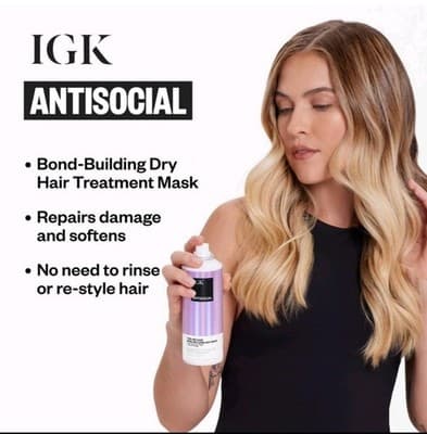 IGK Antisocial Overnight Bond Building Dry Hair Mask 5oz Healthy Shine New!!! - Thumbnail 6