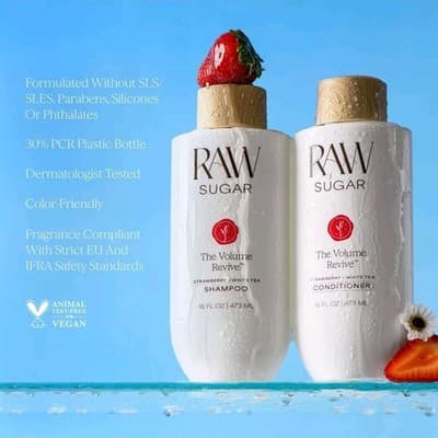 Raw Sugar Volume Revive Shampoo Strawberry White Tea 16oz Vegan Hair Care NEW!! - Thumbnail 5
