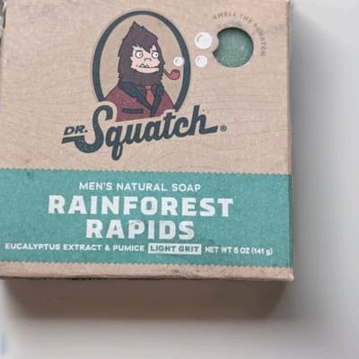 Dr Squatch Rainforest Rapids Bar Soap 5oz Light Grit Natural Soap NIB NEW Men - Thumbnail 3