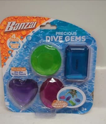 Banzai Precious Diving Gems 4 Pack Pool Dive Toys Underwater Treasure NEW NIP!!! - Thumbnail 5