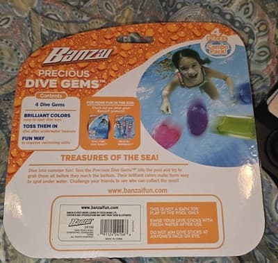 Banzai Precious Diving Gems 4 Pack Pool Dive Toys Underwater Treasure NEW NIP!!! - Thumbnail 2