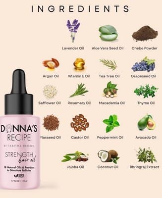 Donna's Recipe Strength Hair Oil 1.7oz 50mL 18 Natural Oils Blend Sealed NEW!!! - Thumbnail 5