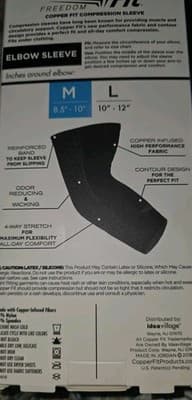 Copper Fit Freedom Compression Elbow Sleeve Medium 8.5-10in Support Brace NIB - Thumbnail 5