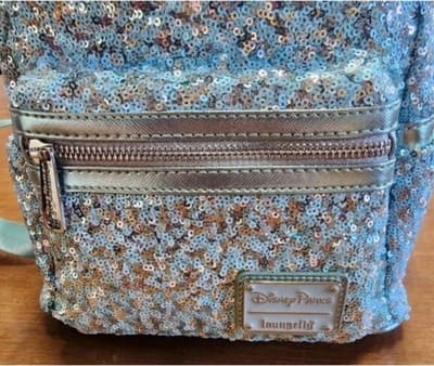 Loungefly Disney Parks Minnie Mouse Arendelle Aqua Sequin Mini Backpack NWT - Thumbnail 4