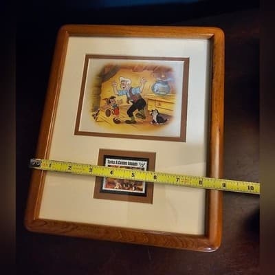 Framed Pinocchio Drawing with 1980s Stamp - Thumbnail 6