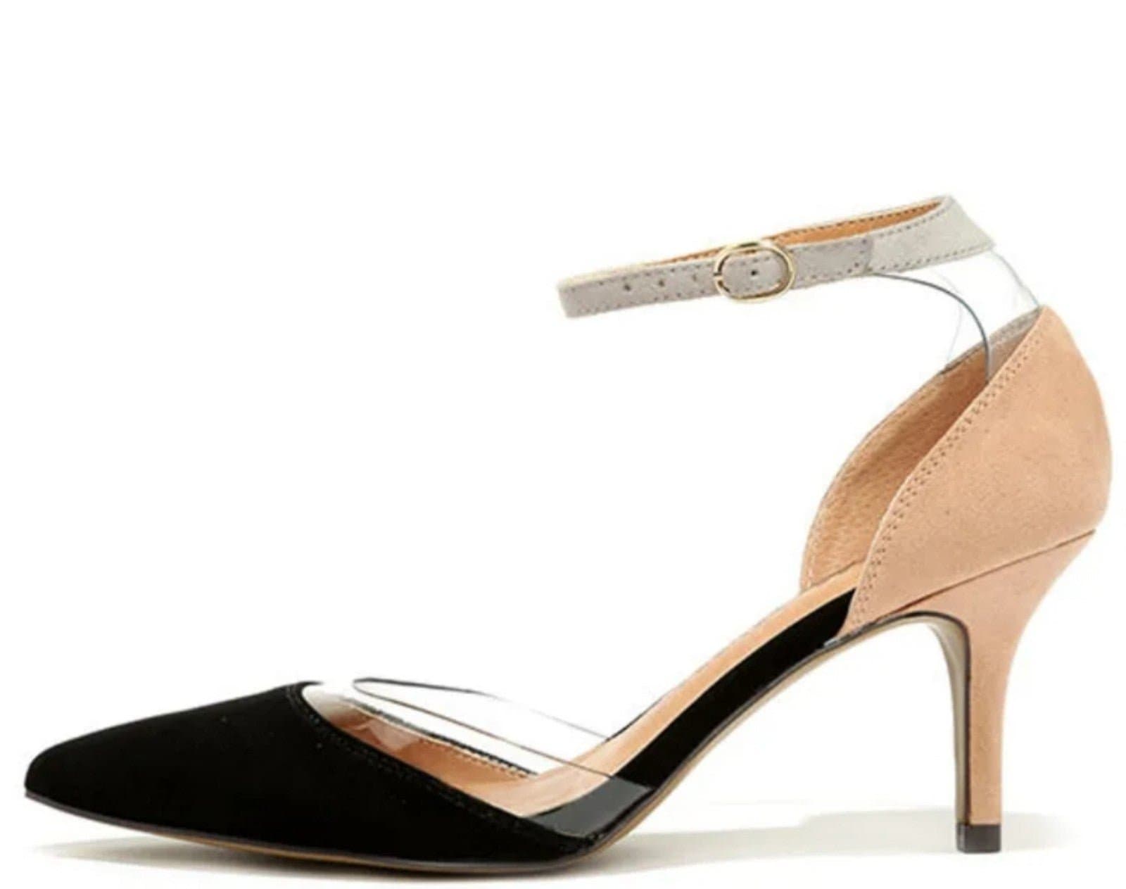 Chinese Laundry Only You Black and Nude Lucite Kitten Heels