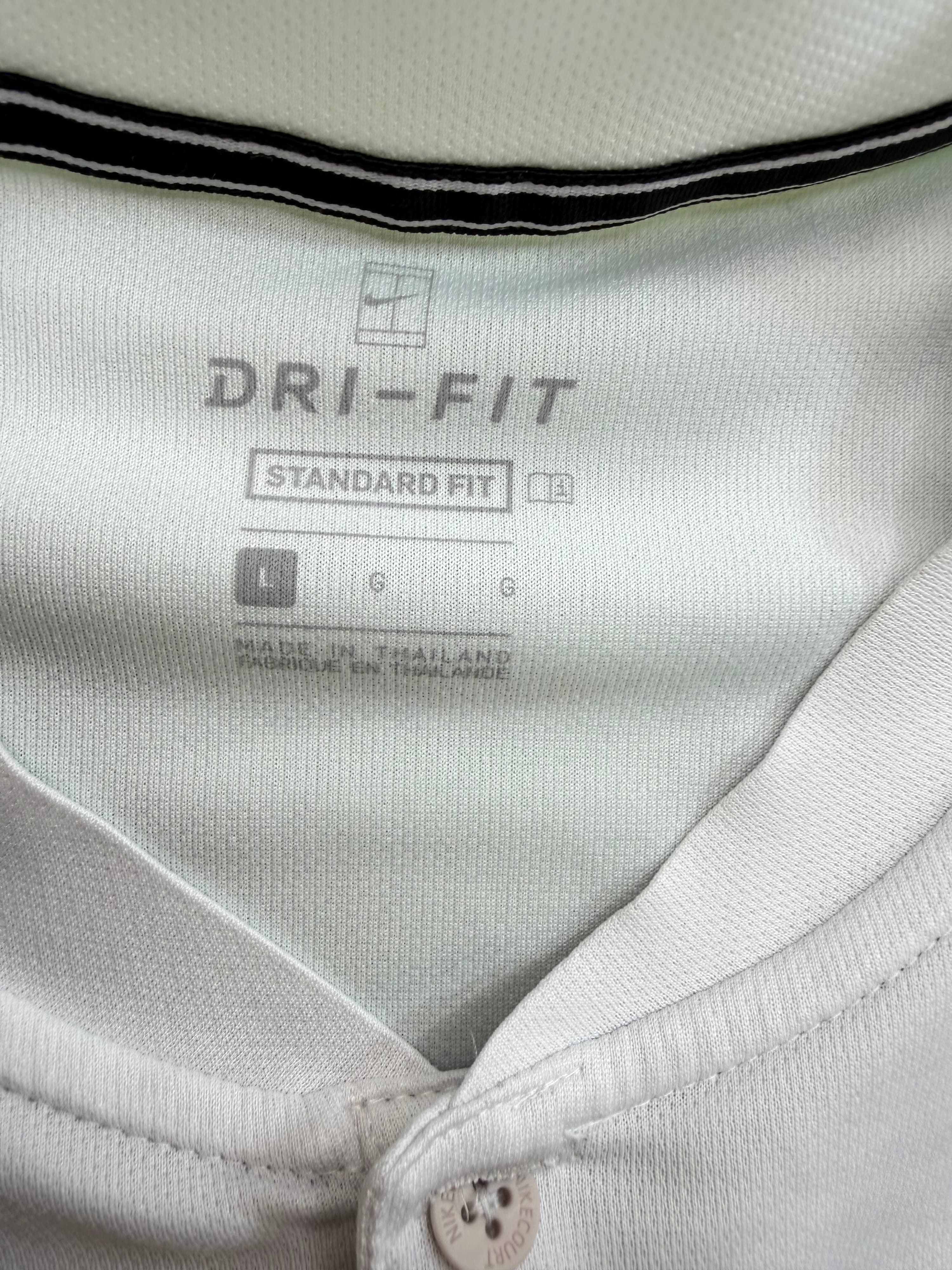 Nike Dri-FIT Court Tennis Polo Shirt Mens Sz L White Standard Fit Swoosh - Thumbnail 3