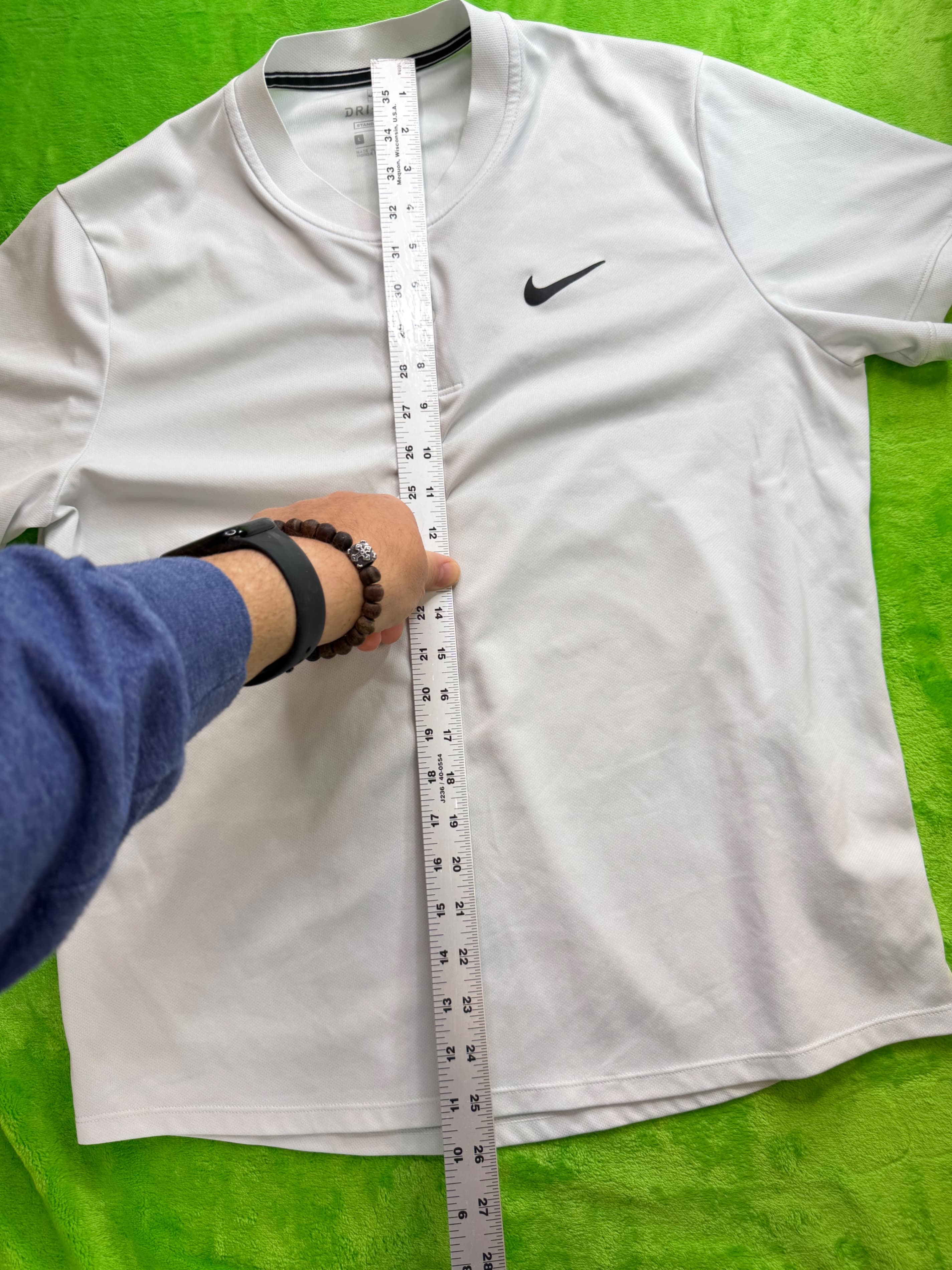 Nike Dri-FIT Court Tennis Polo Shirt Mens Sz L White Standard Fit Swoosh - Thumbnail 4
