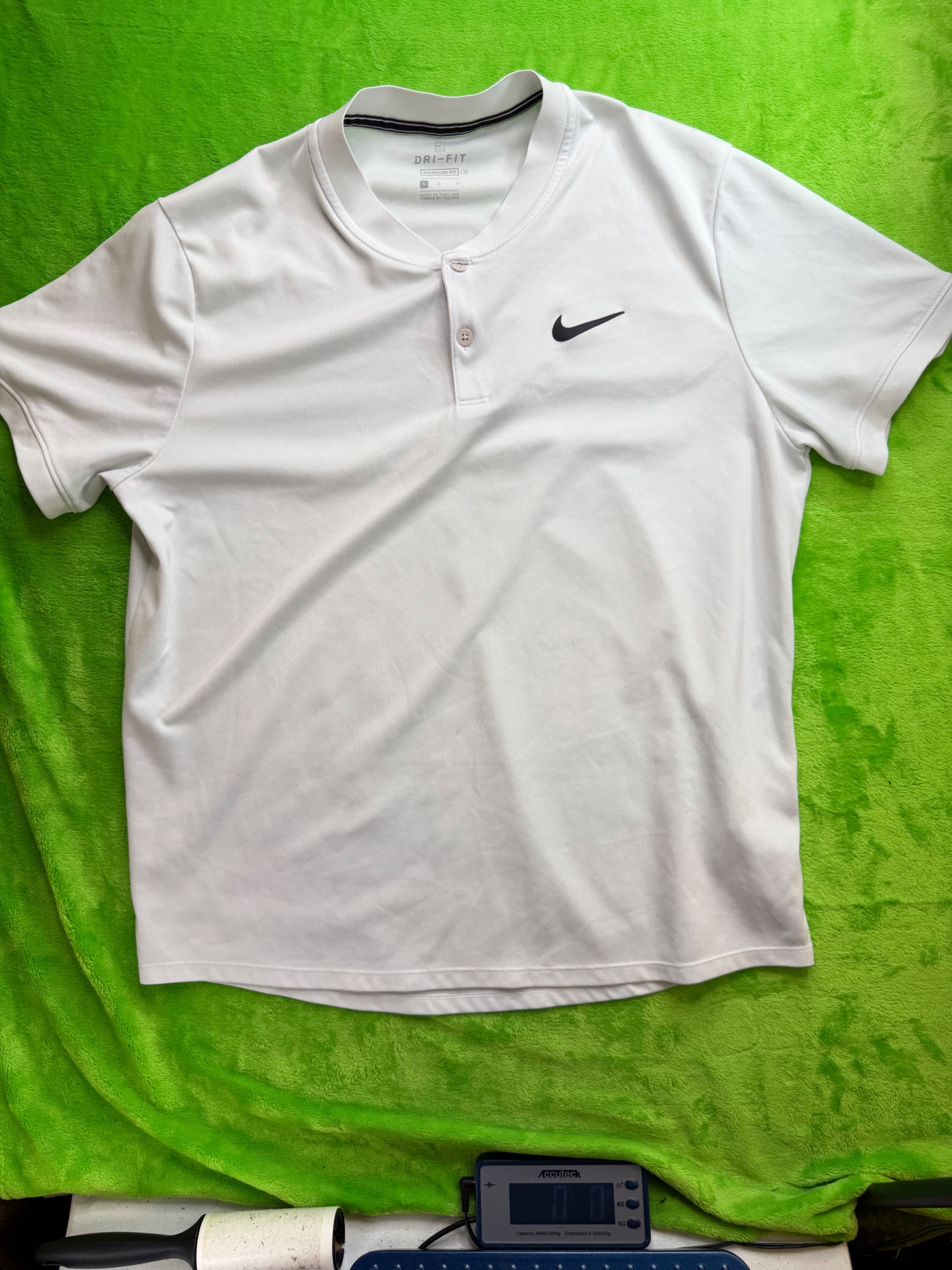 Nike Dri-FIT Court Tennis Polo Shirt Mens Sz L White Standard Fit Swoosh - Thumbnail 6