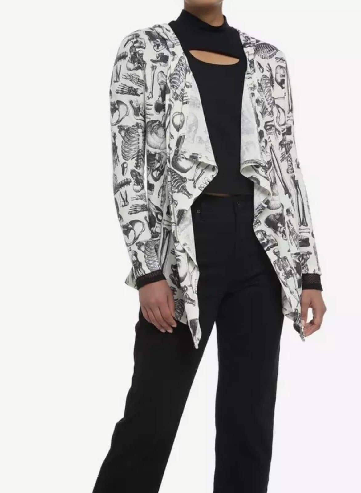 Hot Topic Anatomy Allover Print Hooded Open Cardigan