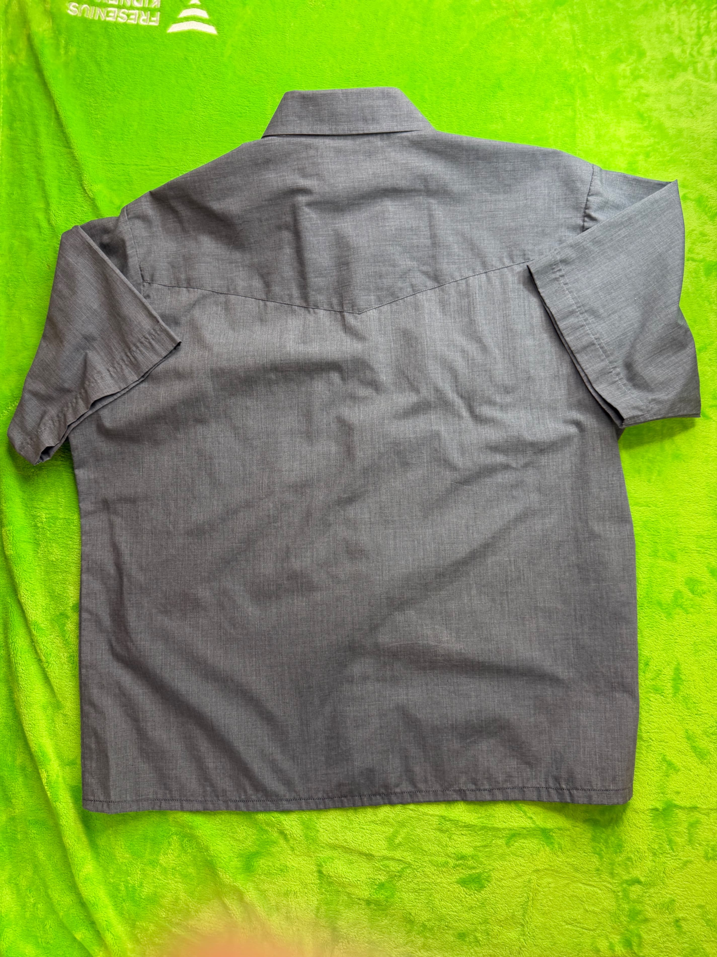 Vtg Plains Western Wear Pearl Snap SS Shirt Mens Sz L Gray Chambray Yoke - Thumbnail 2