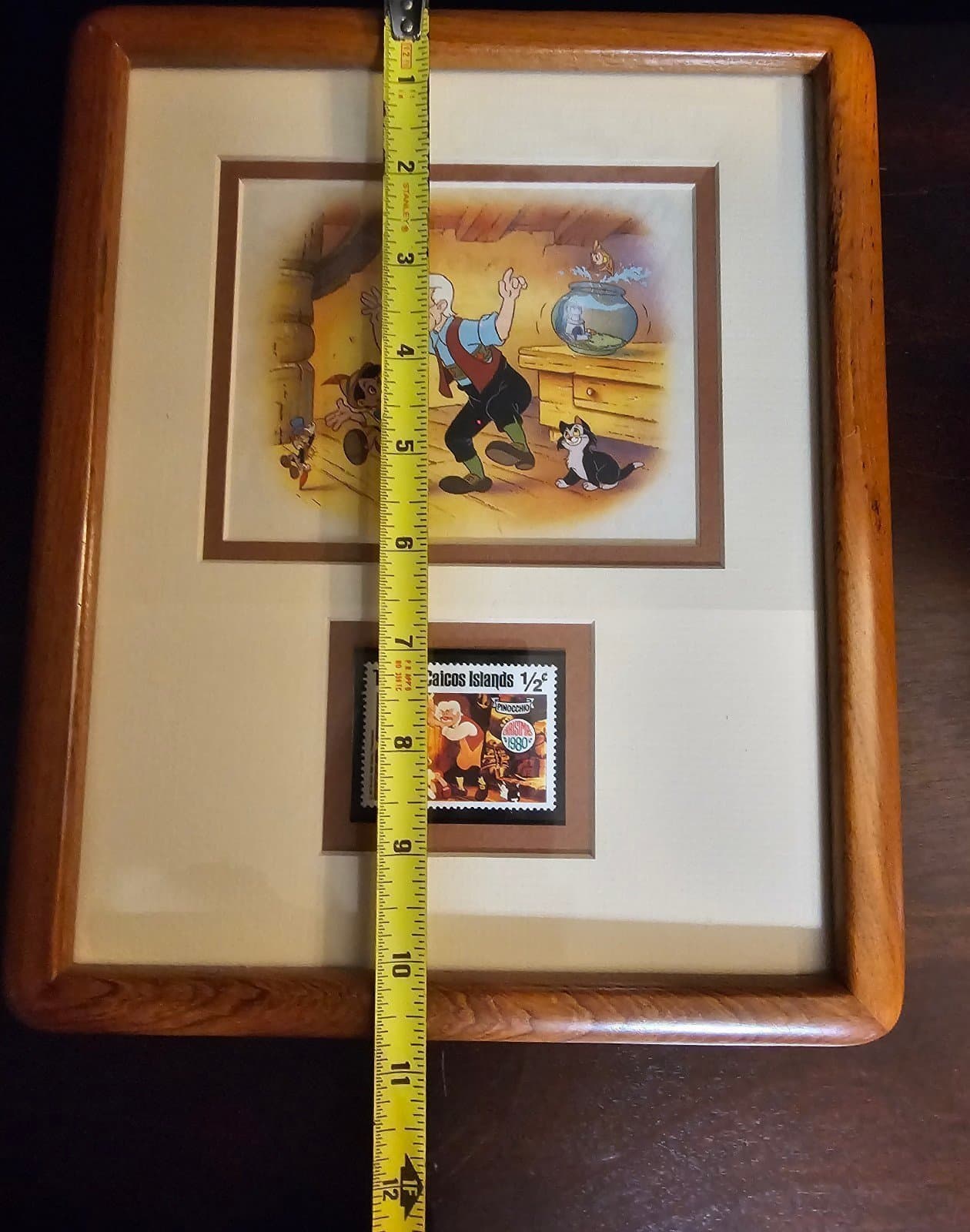 Framed Pinocchio Drawing with 1980s Stamp - Thumbnail 5
