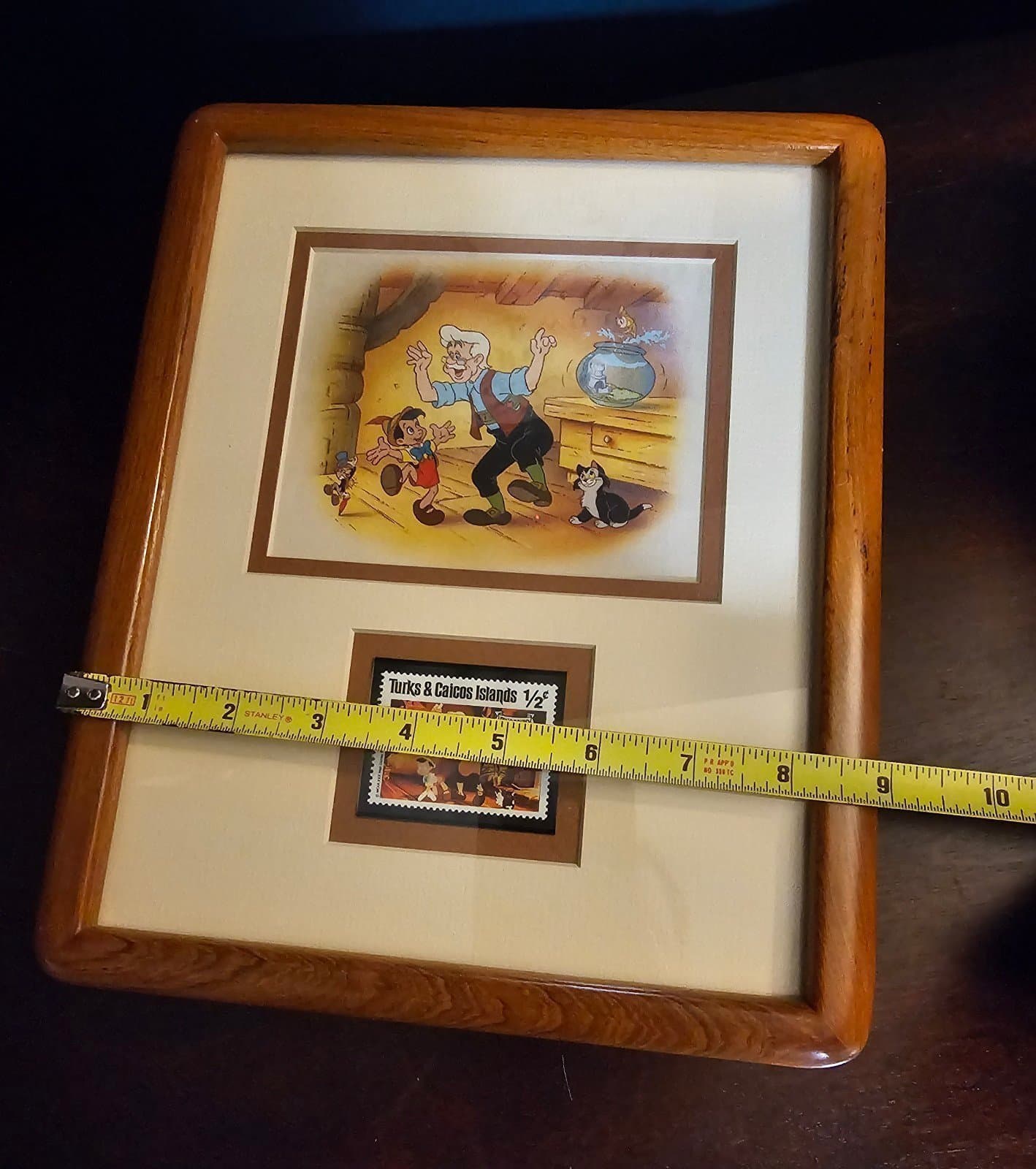 Framed Pinocchio Drawing with 1980s Stamp - Thumbnail 6
