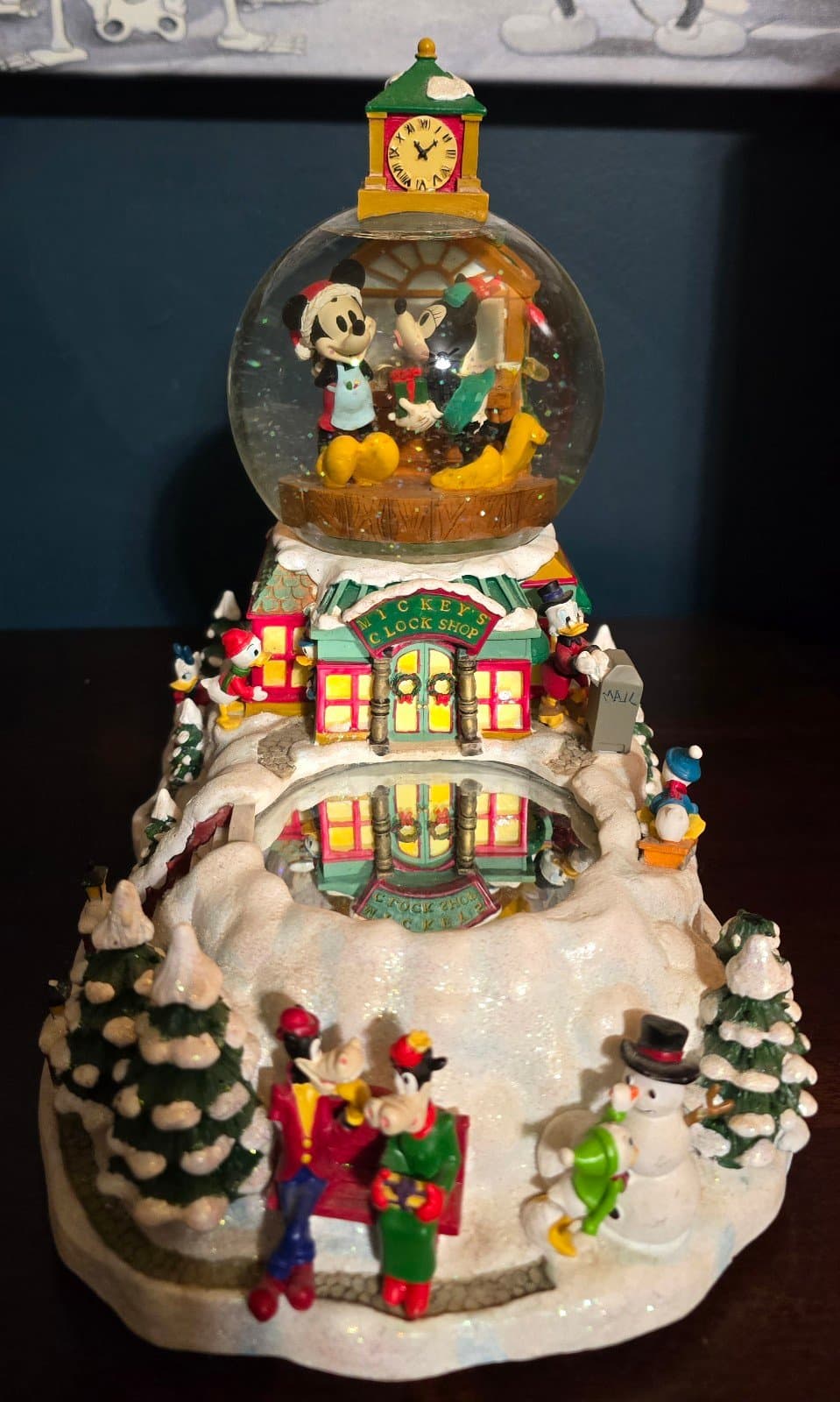 Disney Christmas 1999 Mickey Mouse Donald Duck Snow Globe READ - Thumbnail 4