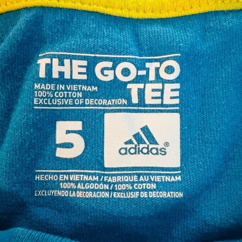 Adidas Boys Blue Graphic T-Shirt Size 5 Cotton 'Rise and Shine' Short Sleeve Tee - Thumbnail 5