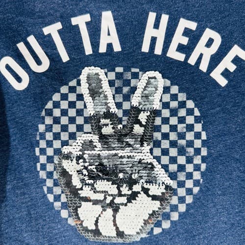 OshKosh B'gosh Unisex Navy Blue Sequin Peace Sign T-Shirt Size 6 Flip Sequin Tee - Thumbnail 2