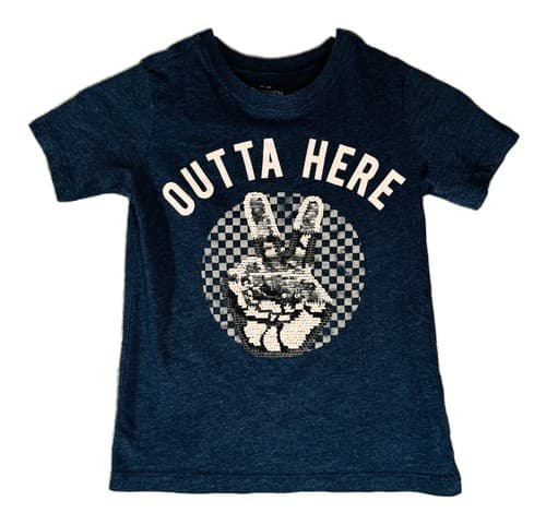 OshKosh B'gosh Unisex Navy Blue Sequin Peace Sign T-Shirt Size 6 Flip Sequin Tee