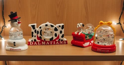 Disney 101 Dalmatians 1996 Vintage Snow Globe Collection Set 4 + Figurine