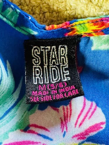 Star Ride Kids Girls Tropical Floral Tank Top Size 5/6 Blue Hawaiian - Thumbnail 4