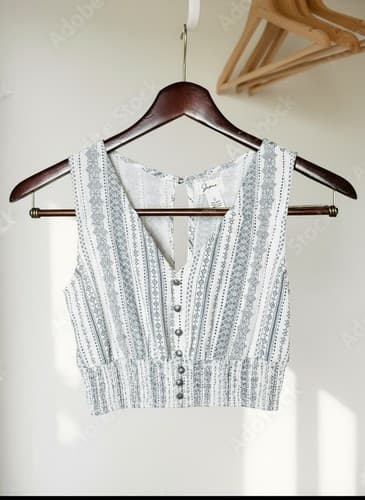 Jopna Sleeveless Boho Jumpsuit Size Small 100% Rayon White Navy Blue - Thumbnail 3
