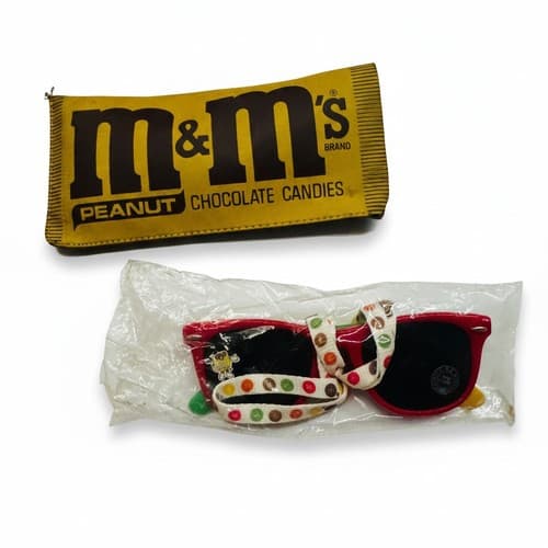 Vintage 1988 M&M's Promotional Sunglasses 1 Pair Red Green Yellow w/ Case