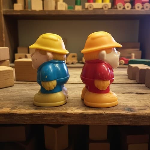 Vintage Tonka Corp Construction Worker Figures Set 2 1980s-90s Good Used - Thumbnail 3