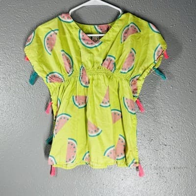 Cat & Jack Girls Sz. 4-5 Green Watermelon Pattern Lightweight Swim Cover Pool