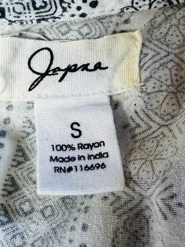 Jopna Sleeveless Boho Jumpsuit Size Small 100% Rayon White Navy Blue - Thumbnail 6