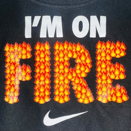 Nike Kids Black Dri-Fit 'I'm On Fire' Graphic T-Shirt Size 3-4 Years Activewear - Thumbnail 2